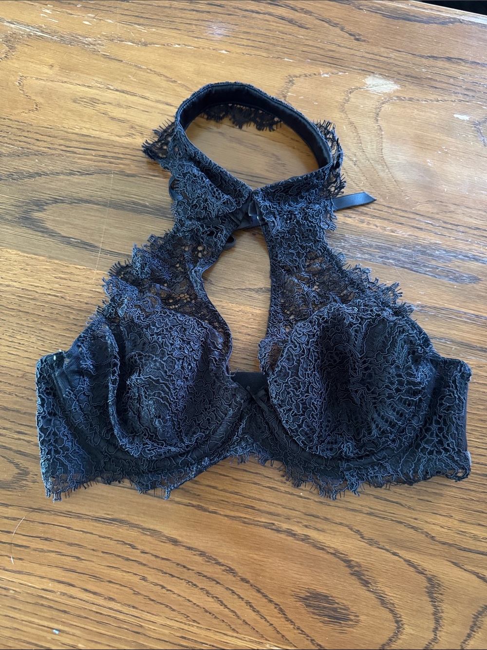 Victoria's Secret Black Lace Halter Underwire Bra